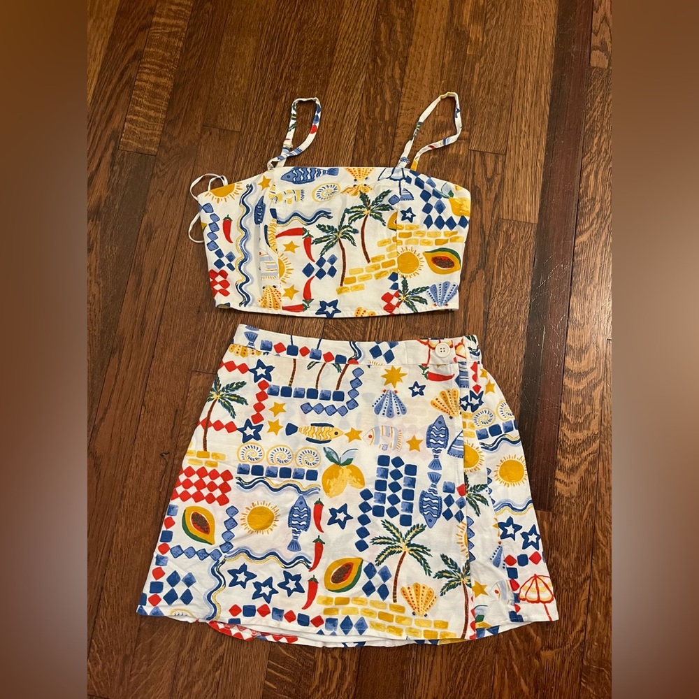 Tropical 2 piece skirt set